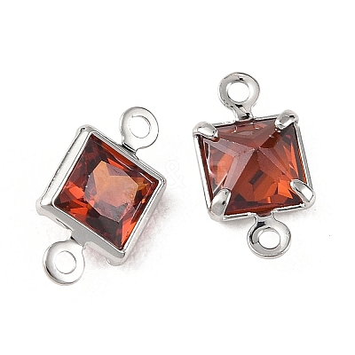 SHEGRACE Brass Pave Cubic Zirconia Square Connector Charms XGRQ2O169-440B-P-1