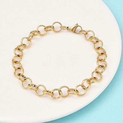 Fashionable 304 Stainless Steel Engraved Bubbles Cable Chain Bracelets STAS-A028-B087G-1