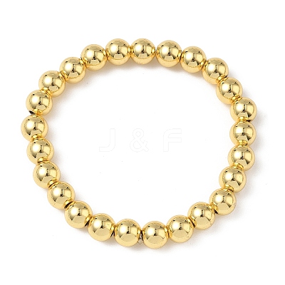 Brass Round Beaded Stretch Bracelets for Men Women BJEW-B148-05E-G-1