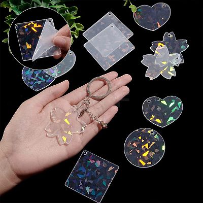 16Pcs 4 Style Transparent Acrylic Pendants FIND-NB0002-58-1