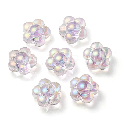 UV Plating Rainbow Iridescent Transparent Acrylic Beads OACR-C007-11A-1