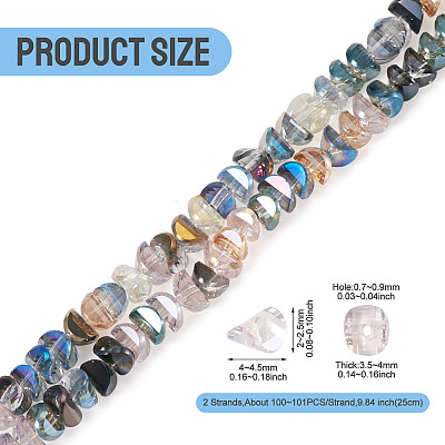 2 Strands Electroplate Transparent Glass Beads Strands EGLA-TADJ0001-06-1