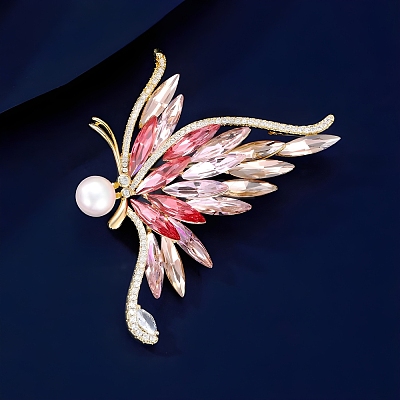 Butterfly Alloy Rhinestone Brooches for Backpack Clothes PW-WGFD049-02-1