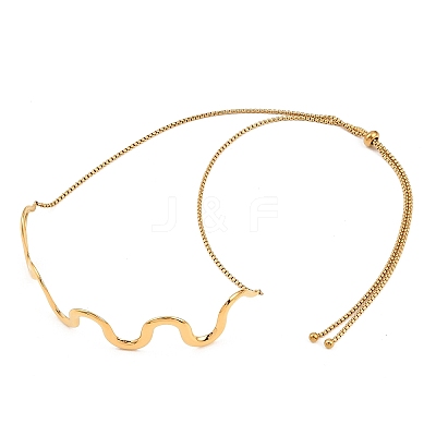 304 Stainless Steel Wavy Line Choker Slider Necklaces NJEW-Z106-01G-1