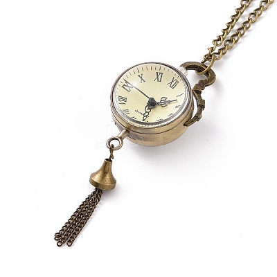 Alloy Round Pendant Necklace Quartz Pocket Watch X-WACH-N011-07A-1