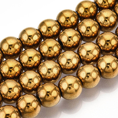 Non-Magnetic Synthetic Hematite Beads Strands X-G-S096-8mm-2-1
