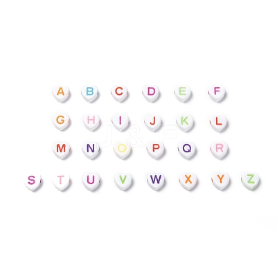 Opaque Acrylic Heart Beads SACR-Q100-M031-1