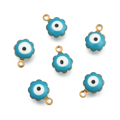 Golden Tone Brass Enamel Charms KK-Q571-05E-1
