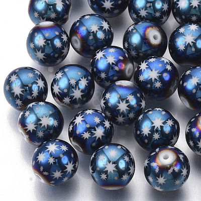 Christmas Electroplate Glass Beads X-EGLA-R113-07F-1