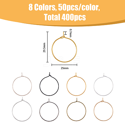 400Pcs 8 Colors Iron Hoop Earrings IFIN-FH0001-72B-1