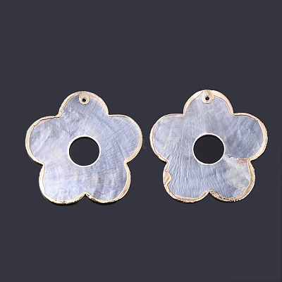 Edge Golden Plated Capiz Shell Pendants SHEL-S276-57-1