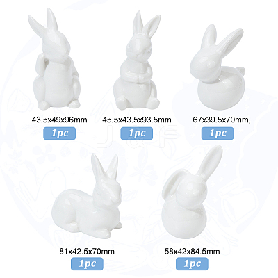 5Pcs 5 Style Porcelain Display Decoration AJEW-GL0002-01-1