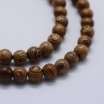 Natural Wenge Wood Beads Strands X-WOOD-F006-02-10mm-1