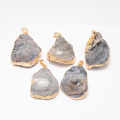 Nuggets Natural Druzy Agate Pendants G-L447-04-1
