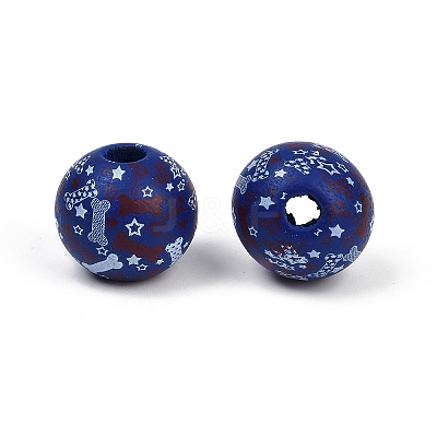 Independence Day Theme Wood European Beads WOOD-Z005-01C-01-1