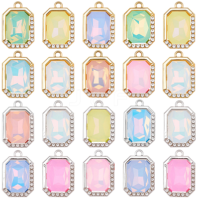 48Pcs 2 Colors UV Plating Alloy with Mixed Color Glass Rhinestone Pendants FIND-SC0023-45-1