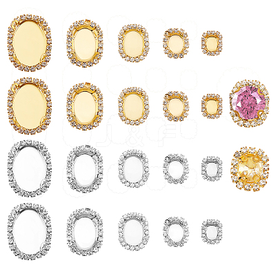 40Pcs 10 Styles Brass Cabochon Connector Setting RB-PH0001-19-1