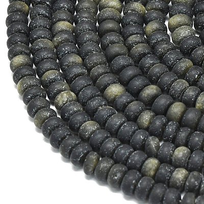 Natural Golden Sheen Obsidian Beads Strands G-P575-A29-6x4mm-1