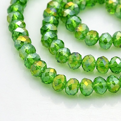 AB Color Plated Faceted Rondelle Electroplate Glass Beads Strands GLAA-A024D-AB03-1