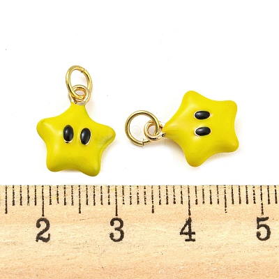 Star Rack Plating Brass Enamel Charms X-KK-Q804-07G-1