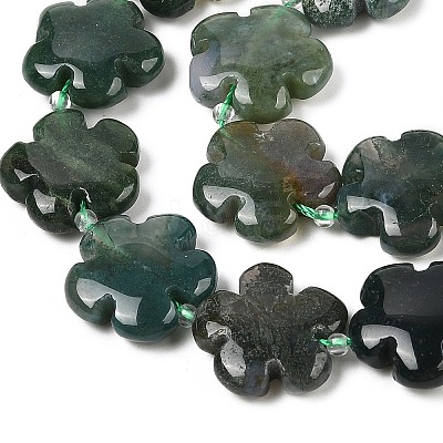 Natural Moss Agate Beads Strands G-NH0009-A01-01-1
