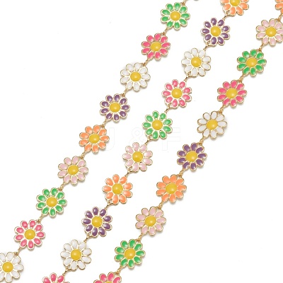 Handmade Golden Brass Enamel Link Chains CHC-K011-05G-1