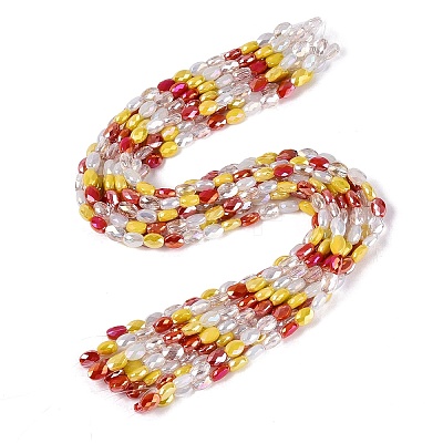 Electroplate Imitation Jade & Opaque & Transparent Glass Beads Strands EGLA-Q135-6x8MM-01B-1