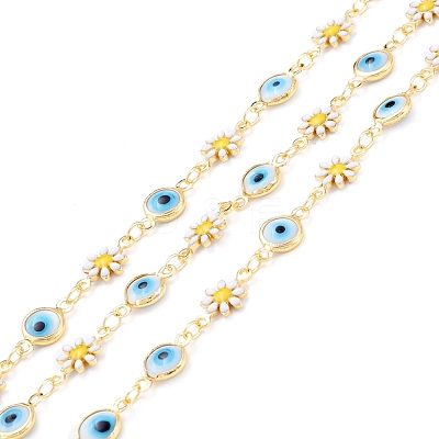 Handmade Brass Enamel Link Chains CHC-D031-02G-1