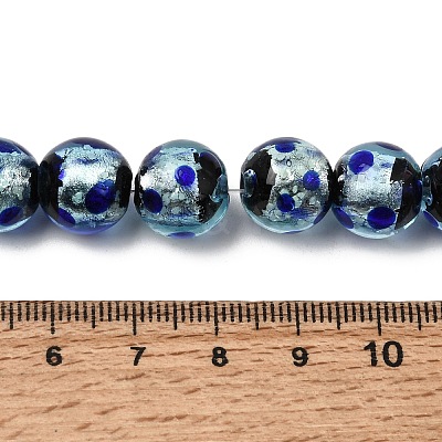 Glow in the Dark Luminous Style Handmade Silver Foil Glass Round Beads FOIL-I006-12mm-02-1