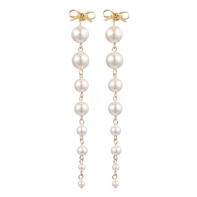 Shell Pearl Round Stud Earrings for Women EJEW-JE06195-02-1