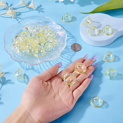 30Pcs UV Plating Acrylic Bead Caps PACR-TA0001-17D-1