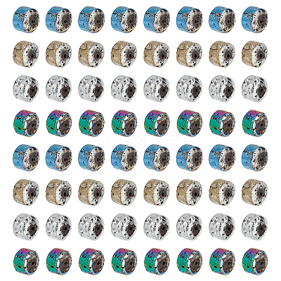 120Pcs 4 Colors Electroplated Natural Lava Rock Beads Strands G-PH0019-15-1