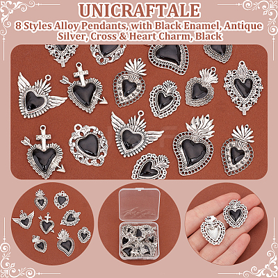 16Pcs 8 Styles Alloy Pendants ENAM-UN0001-10-1