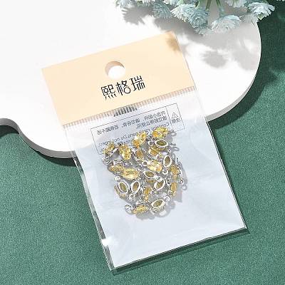SHEGRACE Brass Pave Cubic Zirconia Oval Connector Charms XGRQ2O264-437C-P-1
