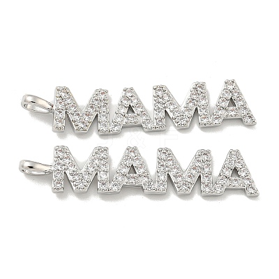 Mother's Day Brass Micro Pave Cubic Zirconia Pendants KK-K378-11P-1