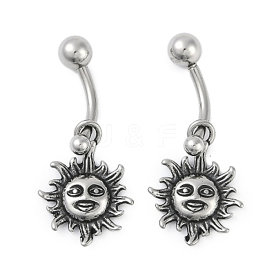 Sun 316 Surgical Stainless Steel Dangle Belly Button Rings EJEW-G416-08AS-1