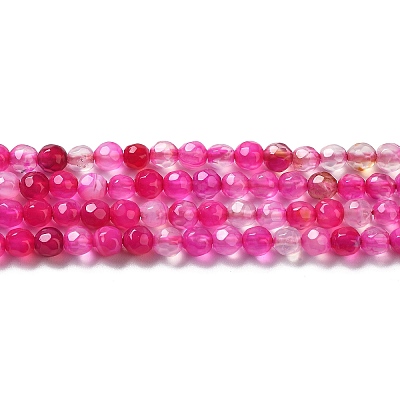 Faceted Natural Striped Agate/Banded Agate Beads Strands G-F447-4mm-H08-1