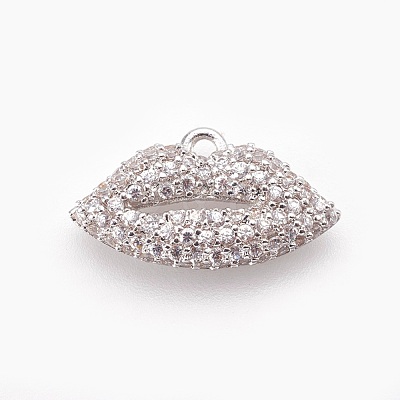 Brass Micro Pave Cubic Zirconia Pendants ZIRC-F089-06P-1