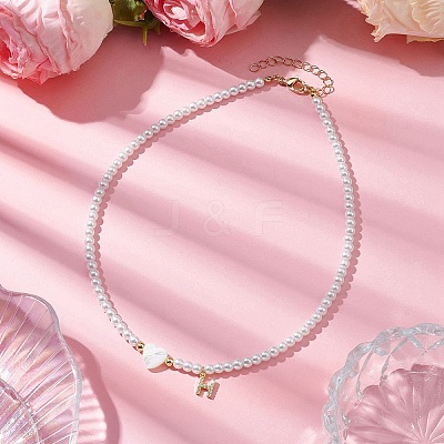 Brass Micro Pave Grade AAA Cubic Zirconia Letter Pendant Necklaces NJEW-JN04771-08-1