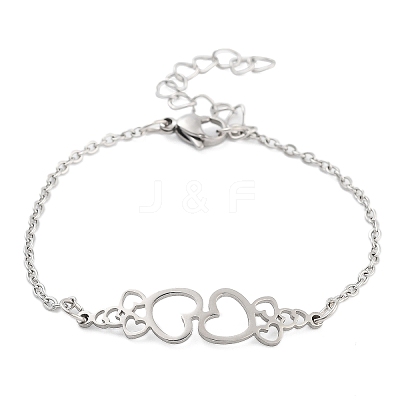 Non-Tarnish Stainless Steel Cable Chain Link Bracelets for Women Men STAS-Z061-01P-09-1