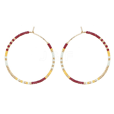 Handmade Glass Seed Beads Hoop Earrings HQ0649-1-1