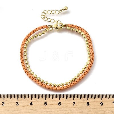 Brass Beaded Double Strand Bracelets BJEW-U040-02G-02-1