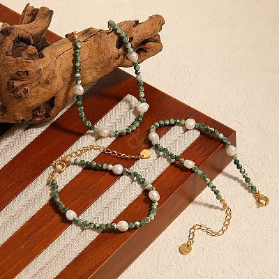 Round Natural Green Spot Jasper Beaded Bracelets IU9367-1