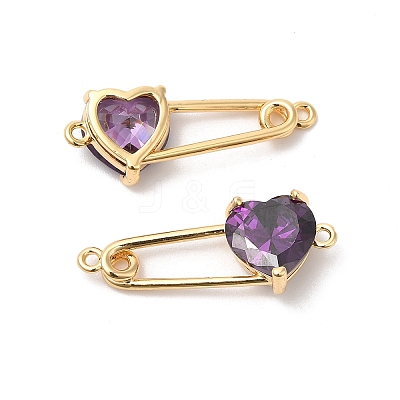 Heart Shaped Glass Connector Charms KK-B074-74G-03-1