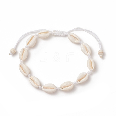 Natural Cowrie Shell Braided Beaded Anklets AJEW-AN00516-01-1
