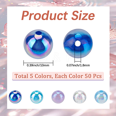 5 Colors Transparent Acrylic Beads MACR-PA0001-03C-01-1