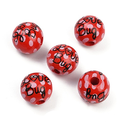 Painted Wood European Beads WOOD-F017-04E-1
