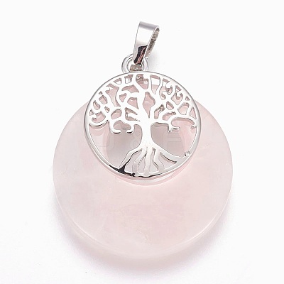 Natural Rose Quartz Pendants G-F573-C12-1