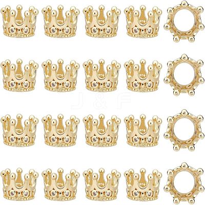 20Pcs Brass Micro Pave Clear Cubic Zirconia European Beads FIND-FH0004-04-1