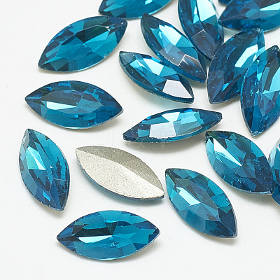 Pointed Back Glass Rhinestone Cabochons RGLA-T083-7x15mm-14-1